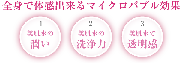 全身で体感出来るマイクロバブル効果